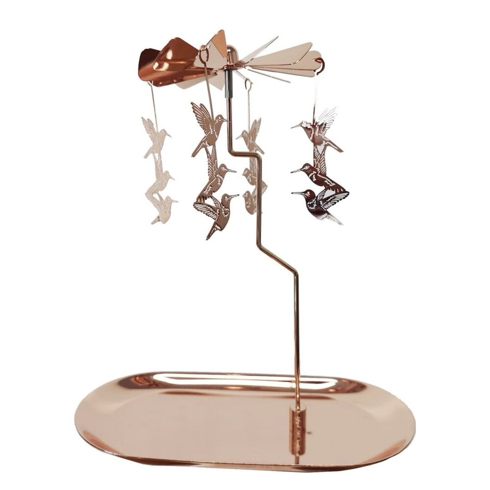Rotary Candle Holder Spinning Windmill Tea Light Carousel Decor - Rose Gold Humm
